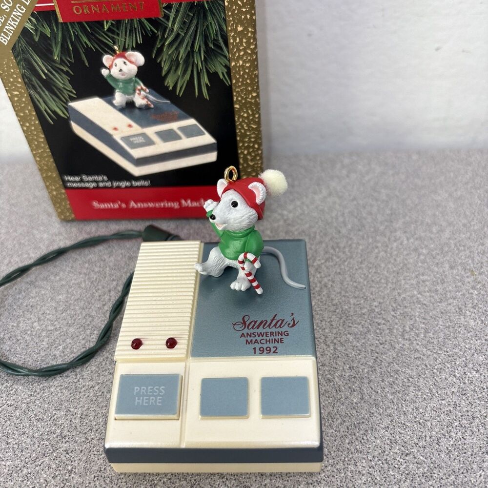 Vintage Hallmark Keepsake Ornament Santa's Answering Machine - Tested! Works! - Picture 2 of 9